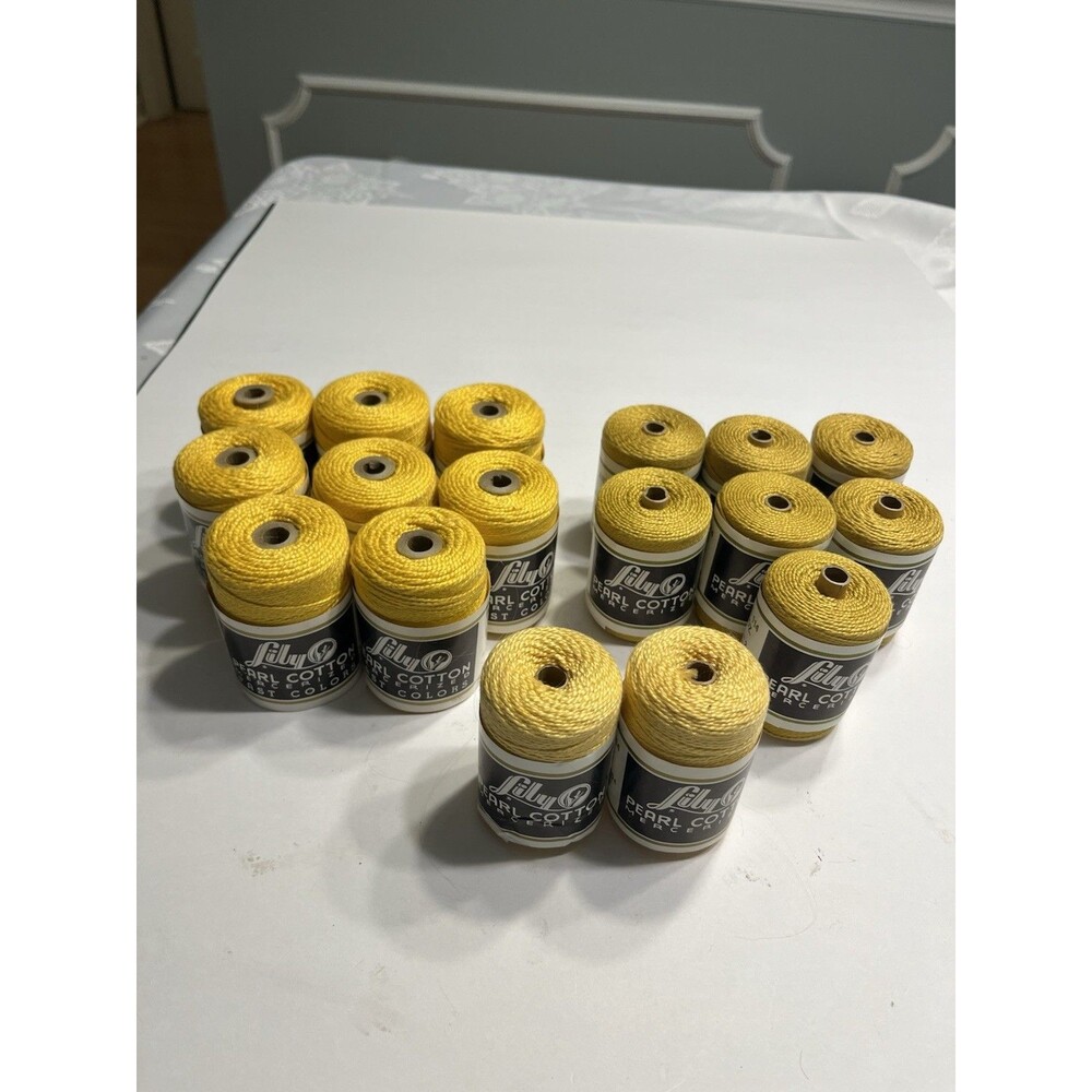 Lot 17 Lily Pearl Cotton Mercerized Embroidery Thread Sz 3/2 Yellow 404 Gold 209